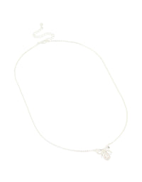 Silver Plated Cubic Zirconia Bow Pendant Necklace - link has visual effect only