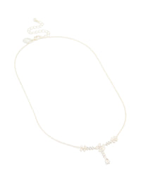 Silver Plated Cubic Zirconia Flower Trio Y-Necklace - link has visual effect only