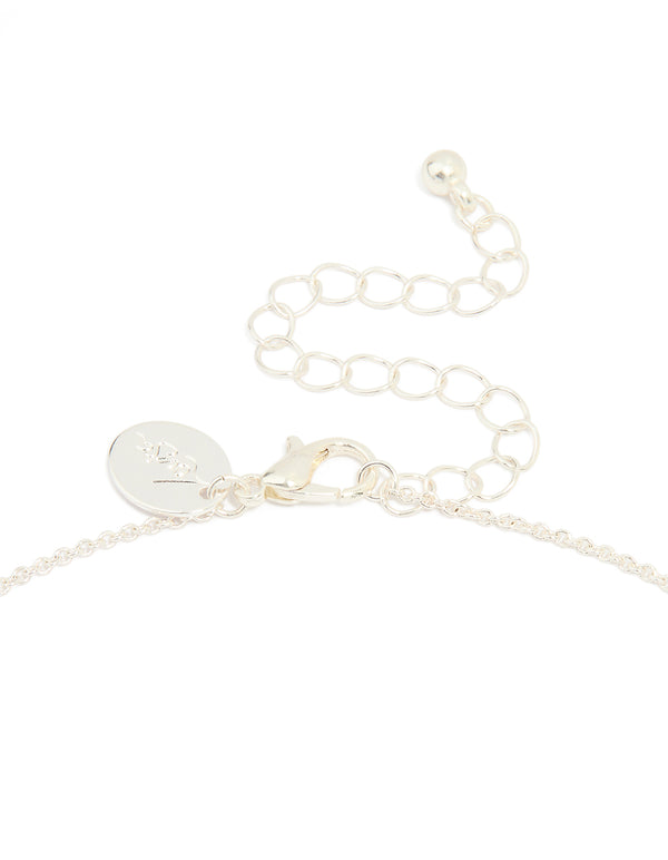 Silver Plated Cubic Zirconia Flower Trio Y-Necklace