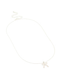Silver Plated Cubic Zirconia Pave Chunky Bow Necklace - link has visual effect only