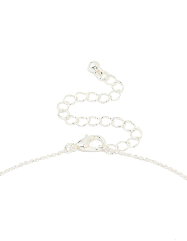 Silver Plated Cubic Zirconia Pave Chunky Bow Necklace