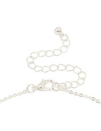 Silver Plated Cubic Zirconia Double Heart Link Necklace - link has visual effect only