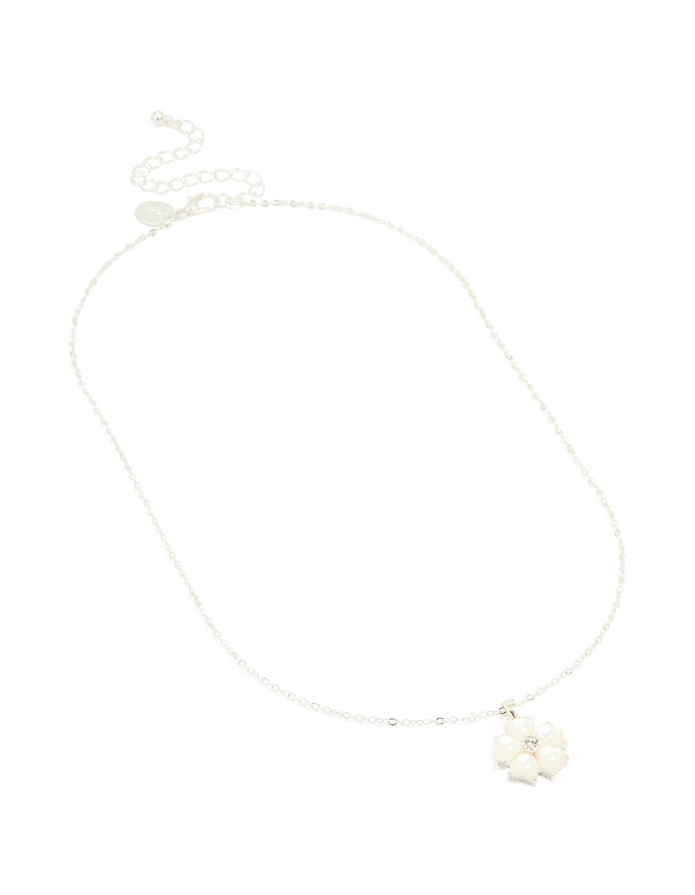 Silver Plated Chunky Flower Pendant Necklace