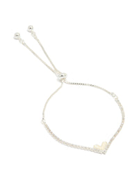 Silver Plated Cubic Zirconia Mini Heart Toggle Bracelet - link has visual effect only