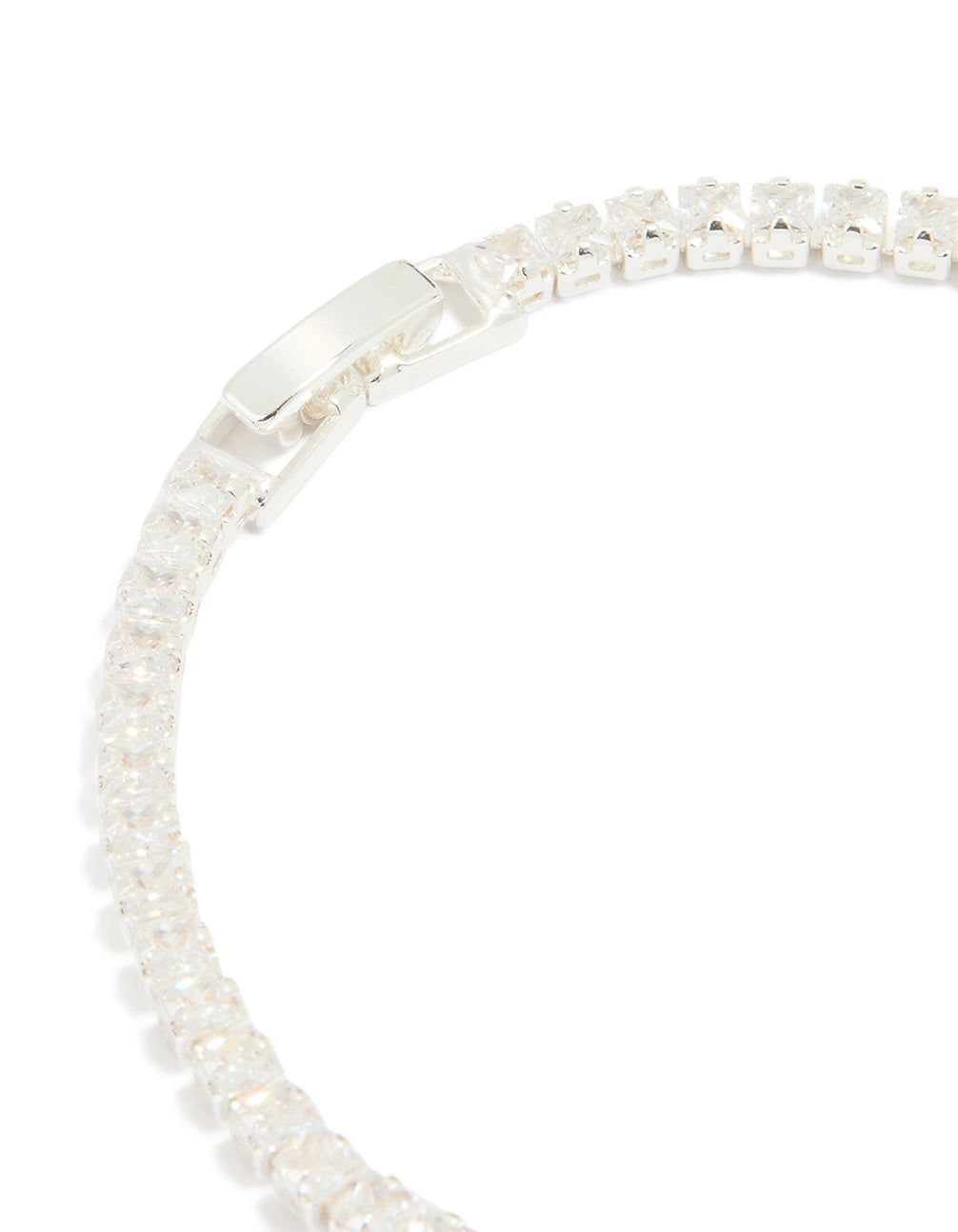 Silver Plated Cubic Zirconia Baguette Tennis Bracelet