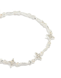 Silver Plated Winding Mini Flower Bracelet - link has visual effect only