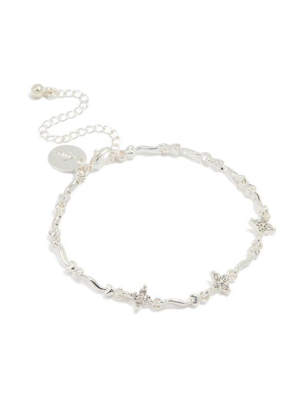 Silver Plated Winding Mini Flower Bracelet