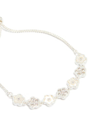 Silver Plated Cubic Zirconia Mini Flower Toggle Bracelet - link has visual effect only