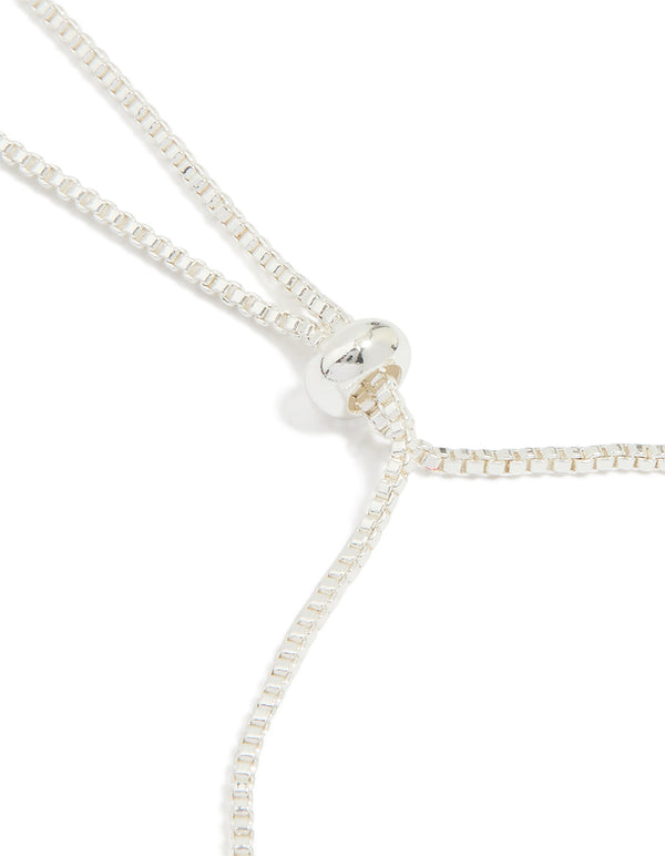 Silver Plated Cubic Zirconia Double Butterfly Toggle Bracelet