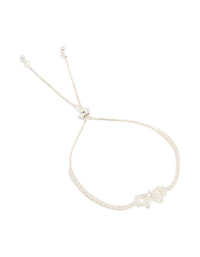 Silver Plated Cubic Zirconia Baguette Bow Toggle Bracelet - link has visual effect only