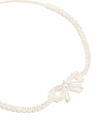 Silver Plated Cubic Zirconia Baguette Bow Toggle Bracelet - link has visual effect only