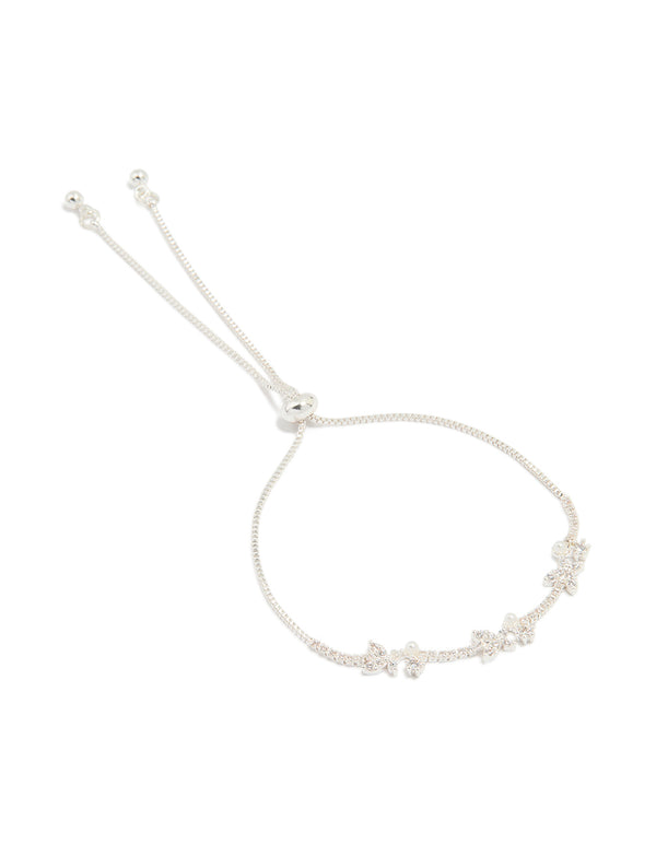 Silver Plated Pearl & Mini Butterfly Toggle Bracelet