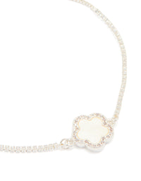 Silver Plated Cubic Zirconia Flower Toggle Bracelet - link has visual effect only