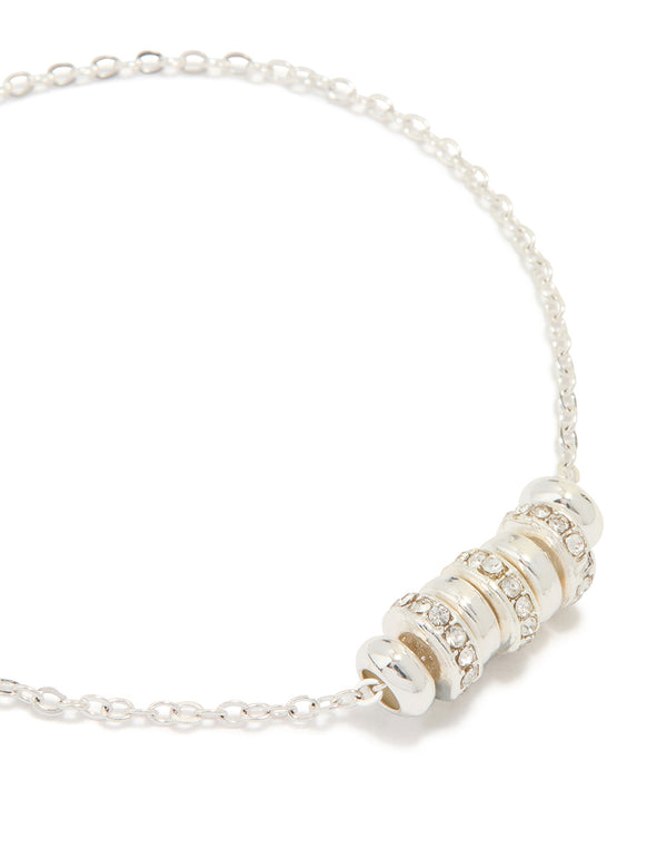 Silver Plated Diamante Rondell Toggle Bracelet