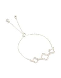 Silver Plated Cubic Zirconia Flower Trio Toggle Bracelet - link has visual effect only