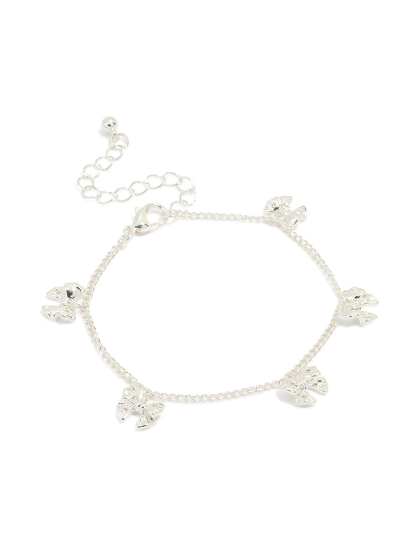 Silver Plated Mini Bow Charm Bracelet