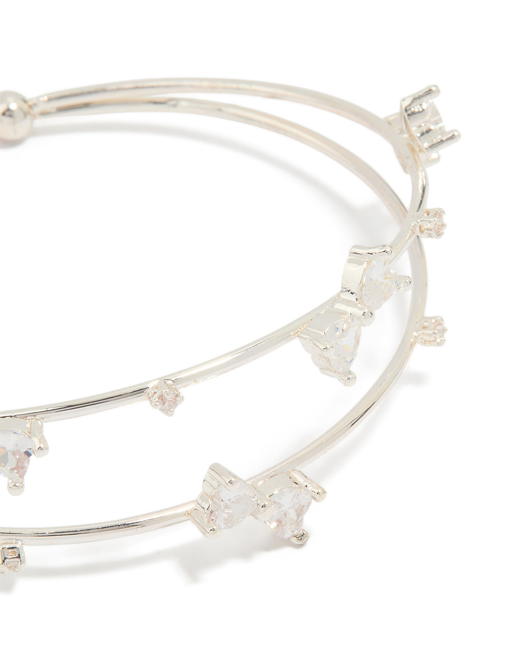 Silver Plated Cubic Zirconia Double Row Wrist Cuff