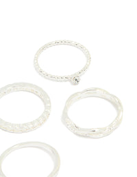 Silver Plated Diamante Twist & Dip Rings 6-Pack - link has visual effect only