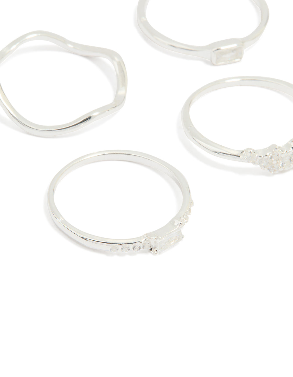 Silver Plated Cubic Zirconia & Pearl Cluster Rings 6-Pack