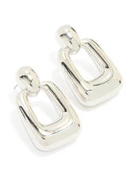 Silver Chunky Rectangle Drop Earrings - link has visual effect only
