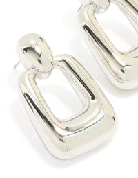 Silver Chunky Rectangle Drop Earrings - link has visual effect only