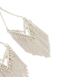 Silver Diamante Tassel Kite Earrings - link has visual effect only
