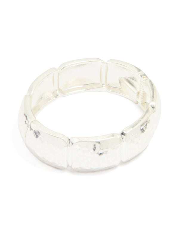 Silver Hammered Rectangle Bangle