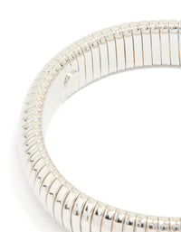 Silver Ribbed Tube Stretch Bracelet - link has visual effect only
