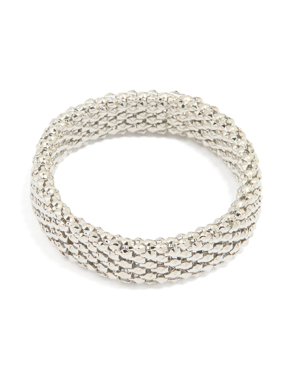 Silver Honeycomb Stretch Bracelet