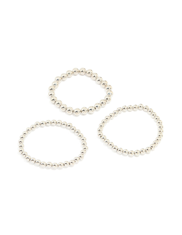 Silver Ball Stretch Bracelet 3-Pack