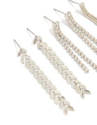Silver Diamante Graduating Drop Earrings 3-Pack - link has visual effect only