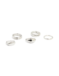 Silver Signet & Twist Rings 5-Pack - link has visual effect only