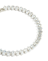 Silver Cubic Zirconia Clasp Tennis Bracelet - link has visual effect only