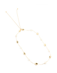 Gold Plated Freshwater Pearl Molten Station Adjustable Necklace - link has visual effect only