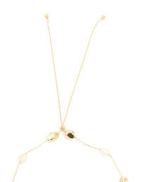 Gold Plated Freshwater Pearl Molten Station Adjustable Necklace - link has visual effect only