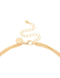 Gold Plated Freshwater Pearl & Twisted Link Chain Necklace - link has visual effect only
