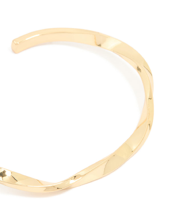 Gold Plated Wavy Molten Open Wrist Cuff