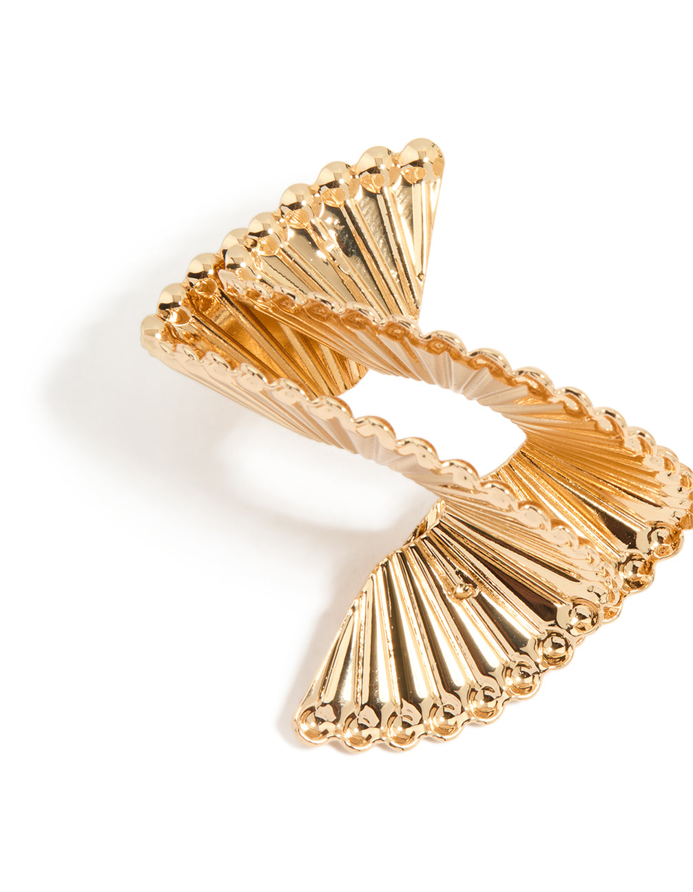 Gold Swirl Fan Ribbed Earrings