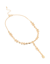 Gold Flat Organic Shape Lariat Necklace - link has visual effect only
