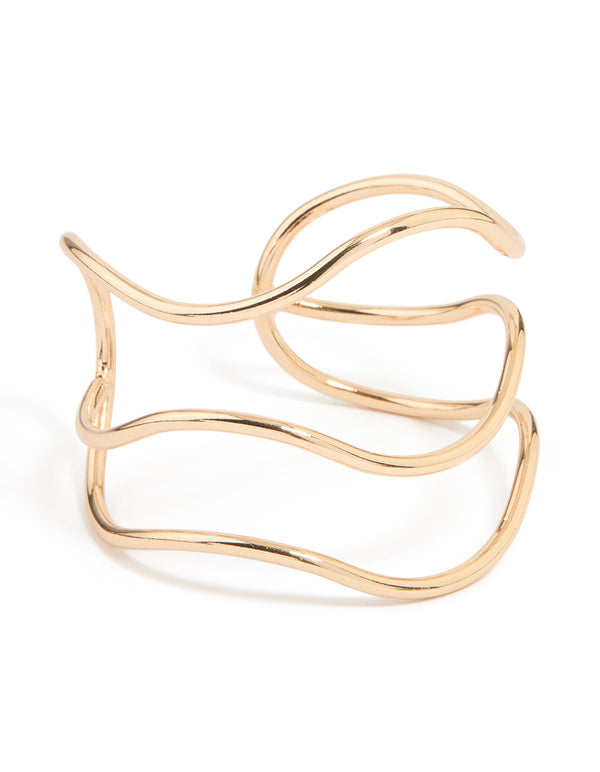Gold Triangular Squiggle Wrist Cuff