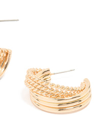 Gold Mixed Textured Hoop Earrings - link has visual effect only