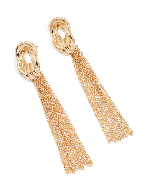 Gold Multi Chain Drop Earrings