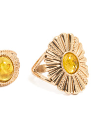 Gold Vintage Pattern Rings 5-Pack - link has visual effect only