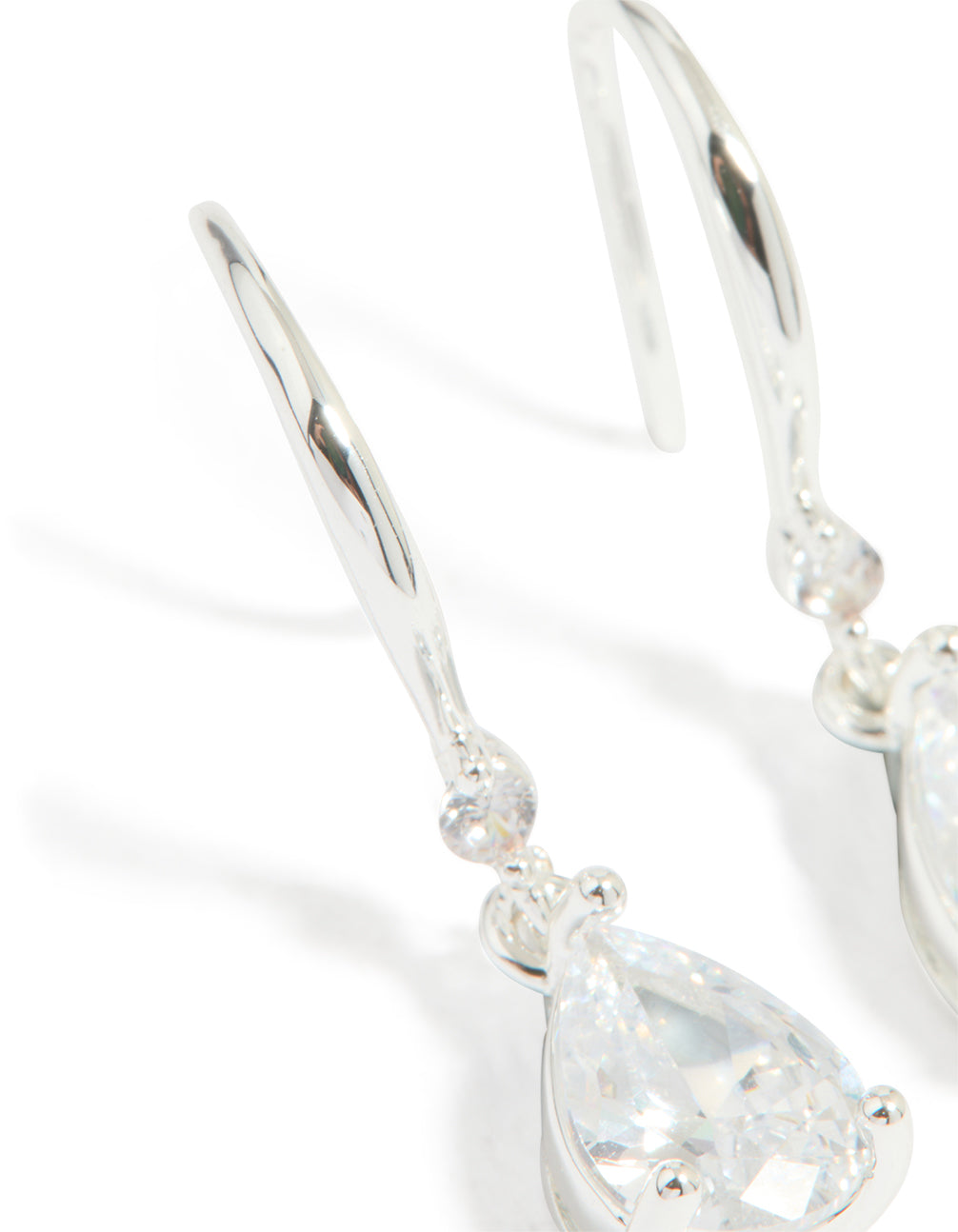 Silver Plated Cubic Zirconia Teardrop Earrings