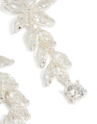 Silver Plated Cubic Zirconia Medium Flower Vine Drop Earrings - link has visual effect only