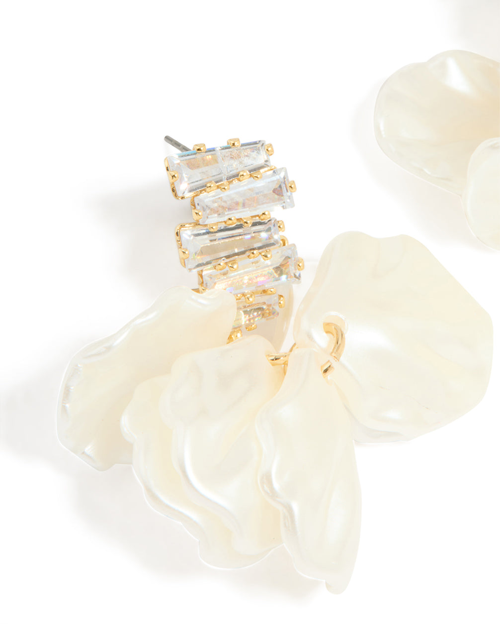 Gold Plated Zigzag Stone Petal Earrings