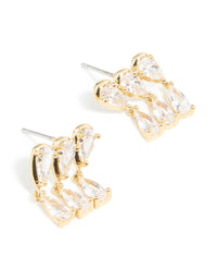 Gold Plated Cubic Zirconia Pear Trio Drop Earrings - link has visual effect only