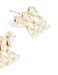Gold Plated Cubic Zirconia Pear Trio Drop Earrings - link has visual effect only