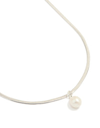 Silver Plated Freshwater Pearl Pendant Snake Chain Necklace - link has visual effect only