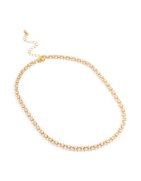 Gold Plated Pearl Station Necklace - link has visual effect only